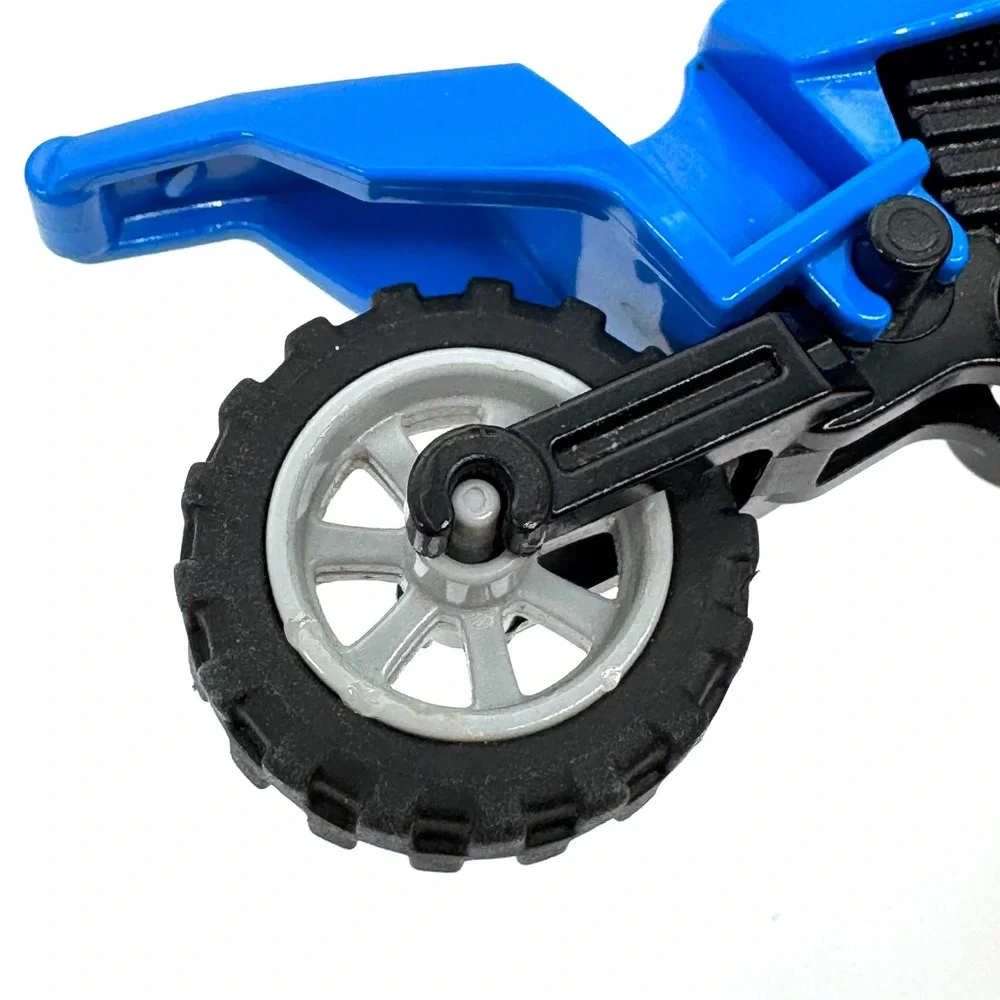LEGO Blue Motorcycle Dirt Bike Minifigure Vehicle Black Chassis Grey Wheels